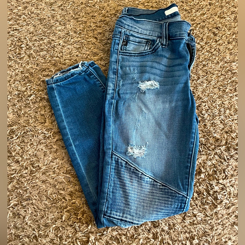 Kancan Womens Jeans Moto Distressed Blue 25